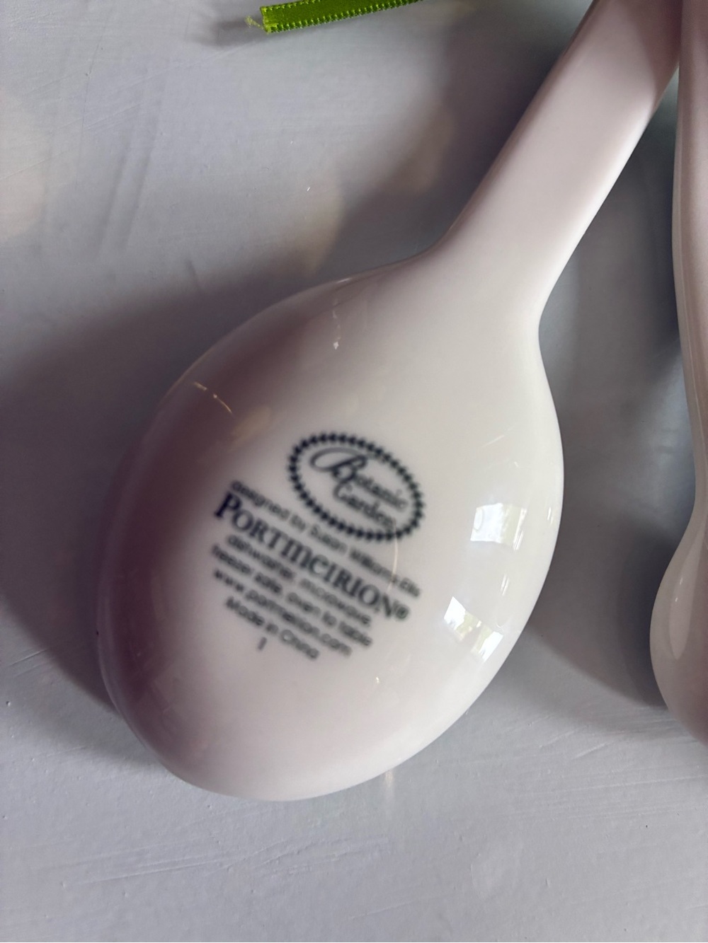 Botanical Floral Ceramic Measuring Spoon Set - White with Green Leaf Accents - Picture 9 of 9